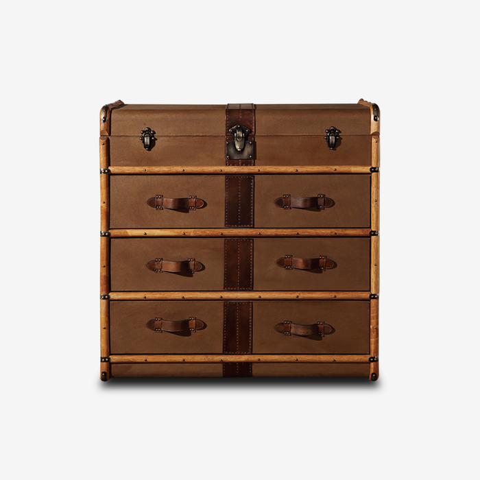 Vintage Trunk Leather Storage Cabinet