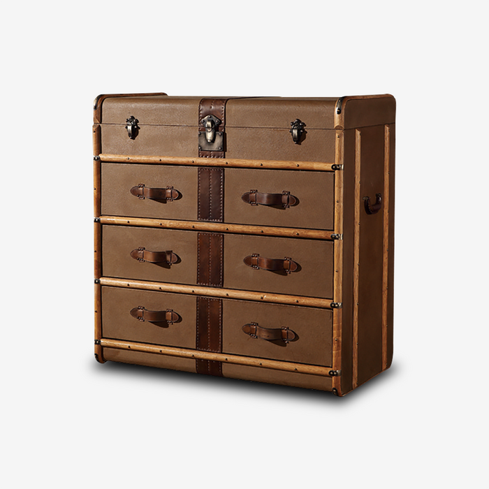 Vintage Trunk Leather Storage Cabinet