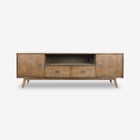 Heritage Brass & Wood Media Console TV Stand