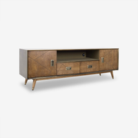 Heritage Brass & Wood Media Console TV Stand