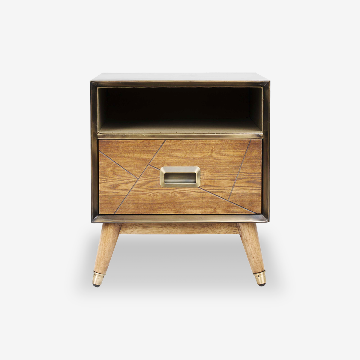Stan Rubber Wood & Brass Lamp Table