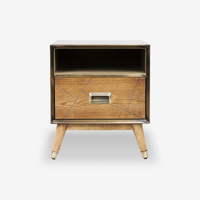 Stan Rubber Wood & Brass Lamp Table