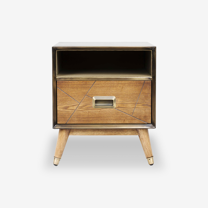 Stan Rubber Wood & Brass Lamp Table