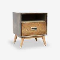 Stan Rubber Wood & Brass Lamp Table