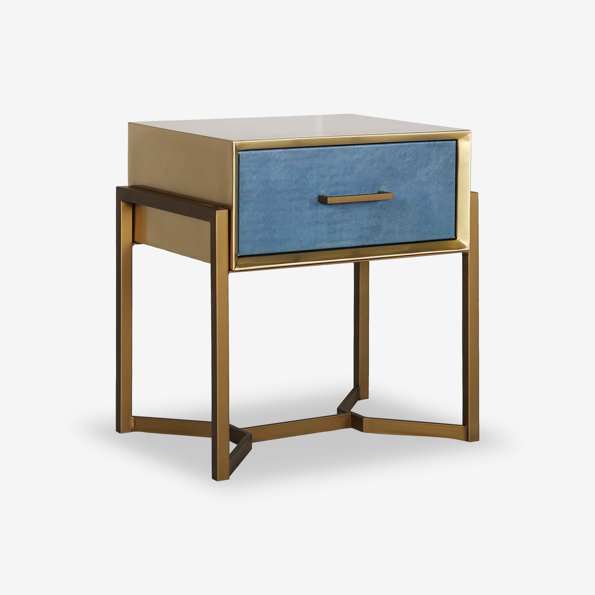 Aura Industrial Leather Brass Side Table