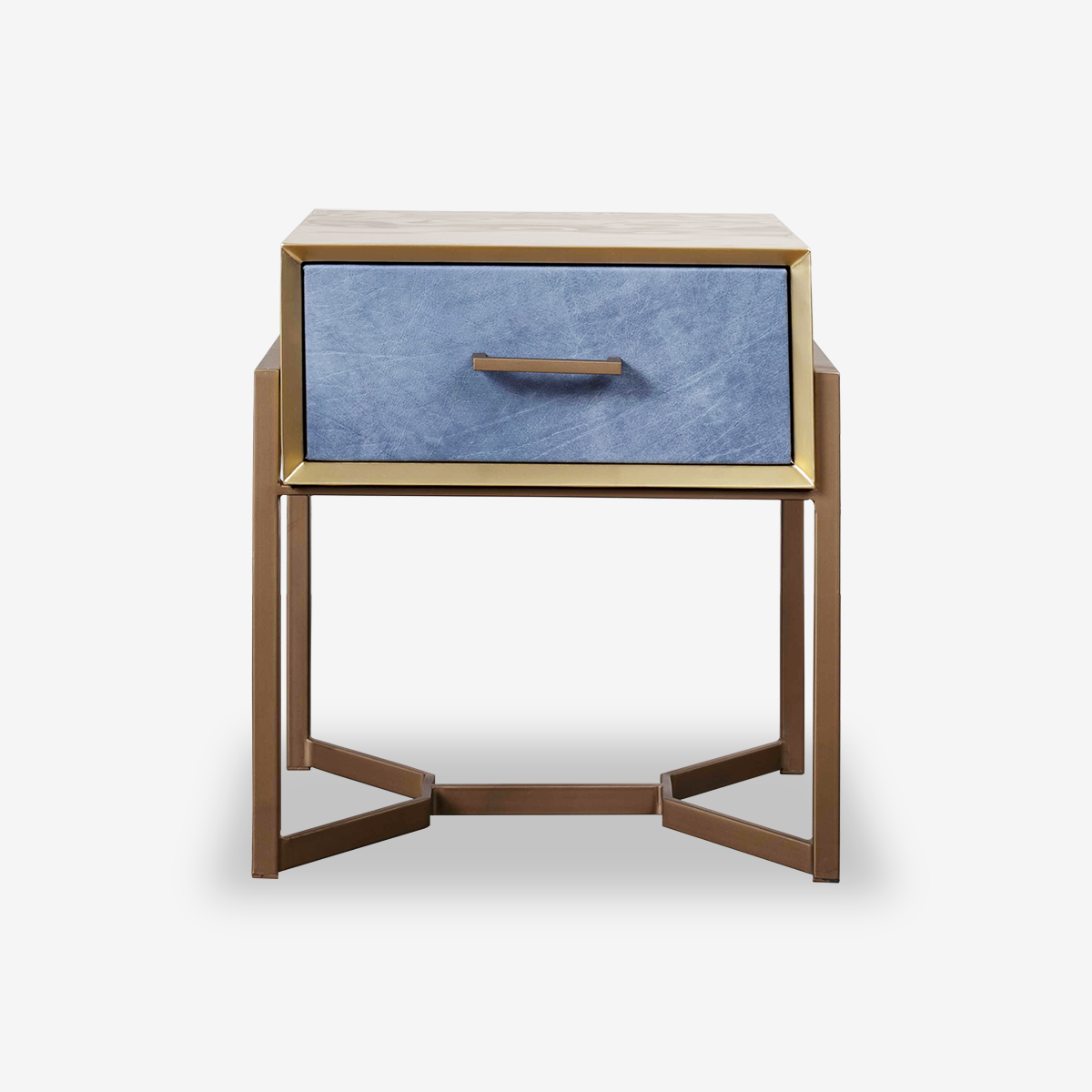 Aura Industrial Leather Brass Side Table