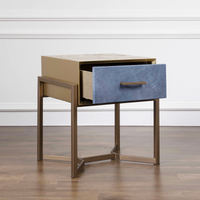 Aura Industrial Leather Brass Side Table