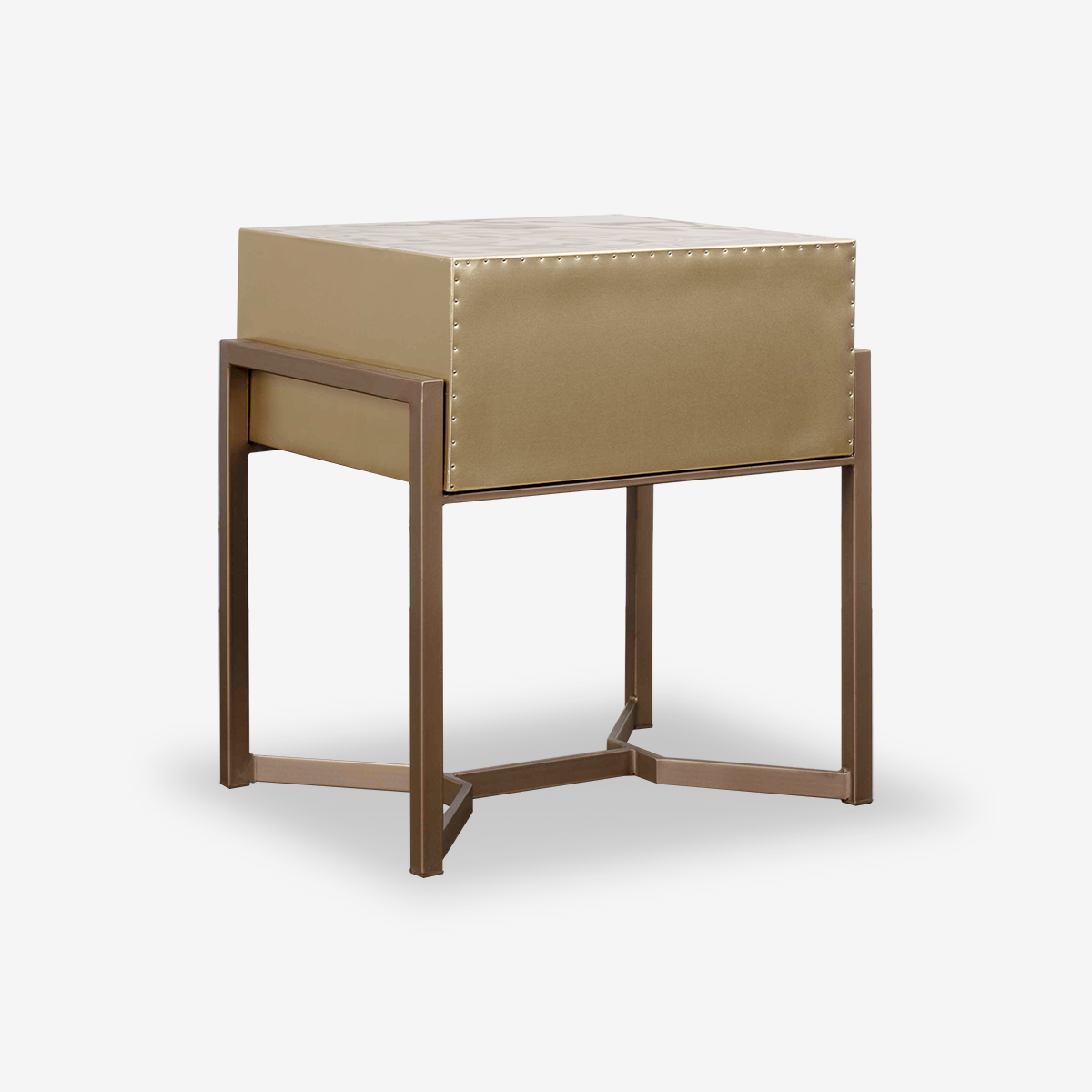 Aura Industrial Leather Brass Side Table