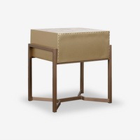 Aura Industrial Leather Brass Side Table