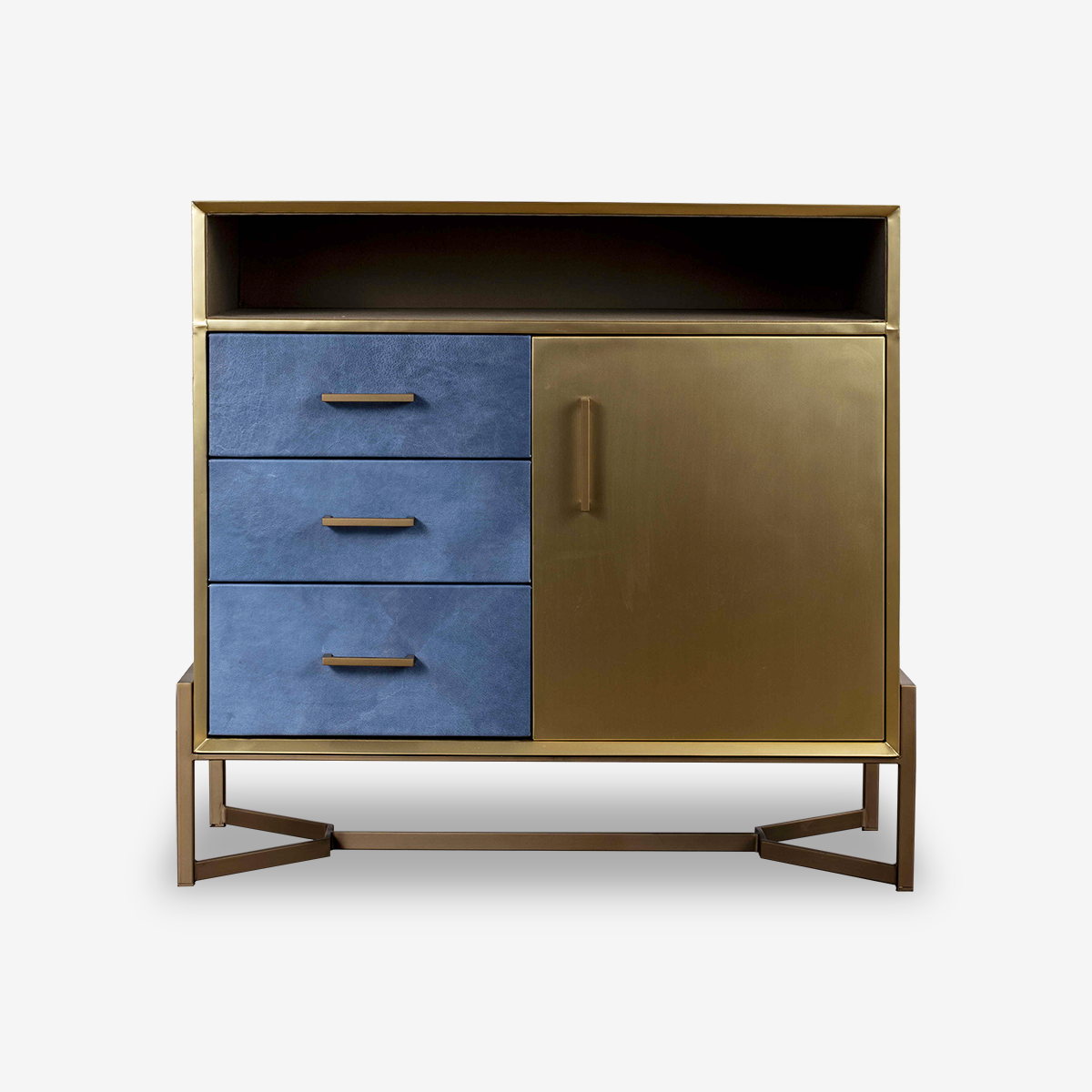 Velvet-Brass Accent Cabinet