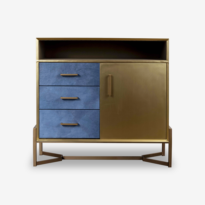 Velvet-Brass Accent Cabinet