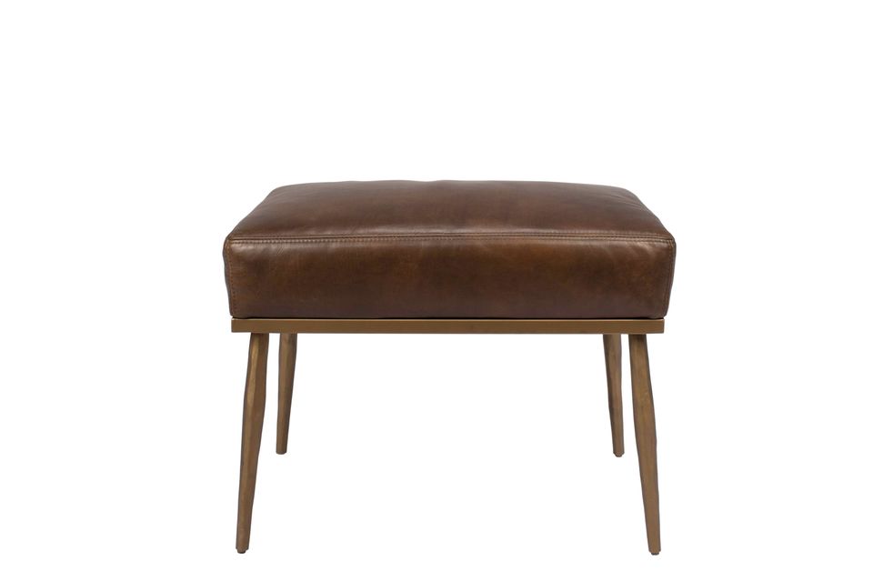 Heritage Brass-Legged Leather Stool