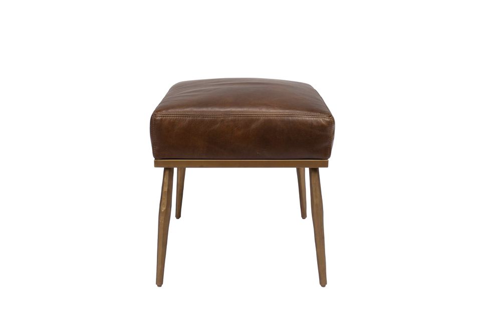 Heritage Brass-Legged Leather Stool